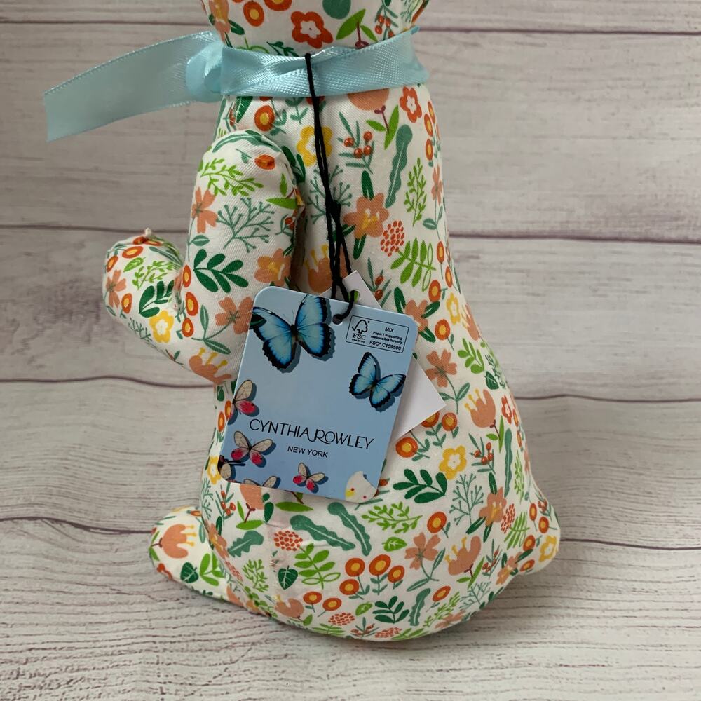 Cynthia Rowley Floral Easter Bunny Rabbit Figurine Lightweight Decoupage 14"H - Picture 9 of 14