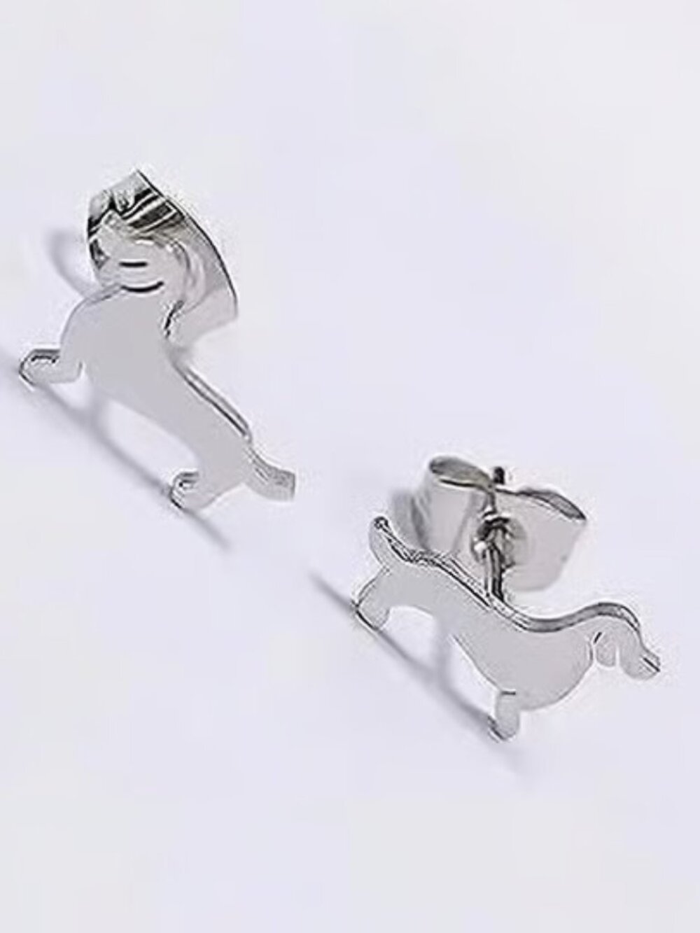 Silver DACHSHUND Dog Stud Earrings