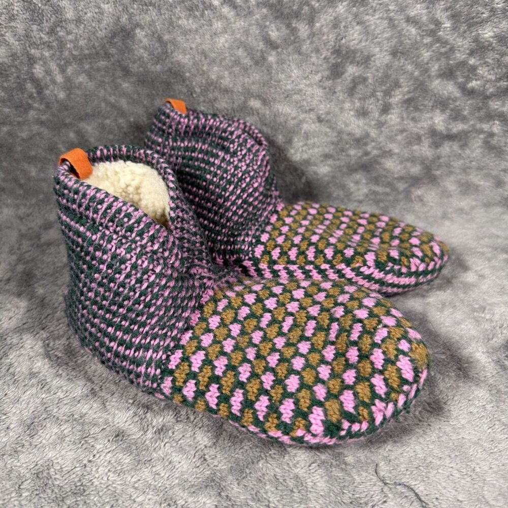 Bombas The Gripper Slipper Bootie women’s Size XS Pink Orange Multi Sherpa Lined