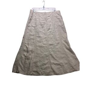 J. Jill Maxi Skirt Womens 14 Beige 100% Linen A-Line Pockets Casual Luxury