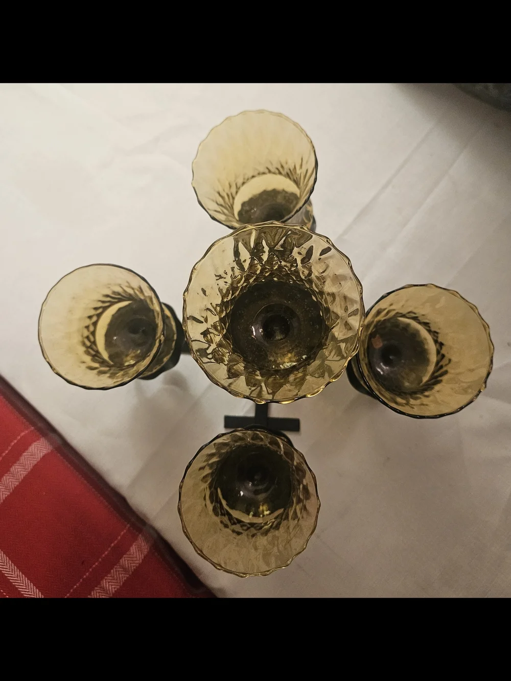 Homco Amber Glass Candle Holder Set with Black Metal Base 12x8 - Picture 2 of 2