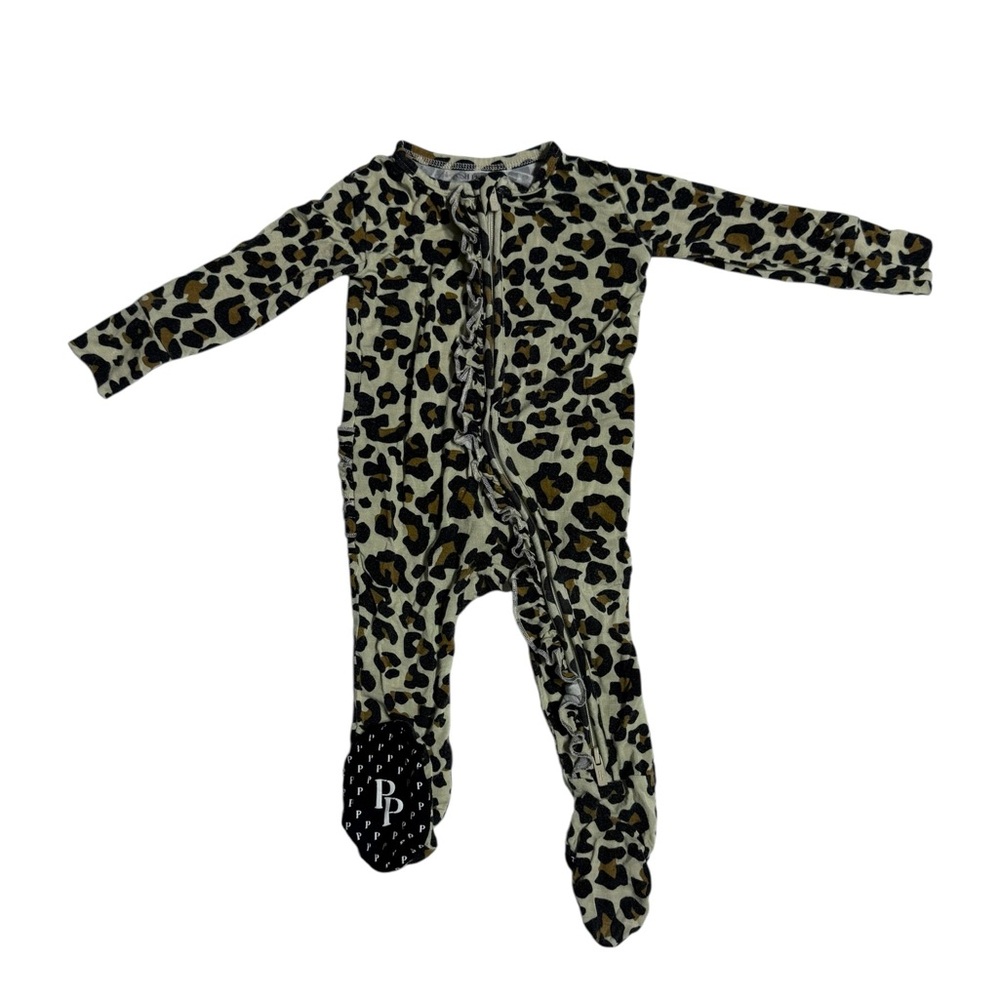 Posh Peanut Baby Girl Lana Leopard Print Bamboo Pajamas Size 3-6 Months