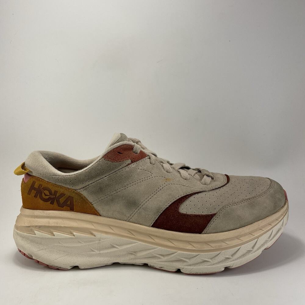 Hoka One One Bondi L Suede Shoes Womens Size 13 Shifting Sand Dusty Mauve