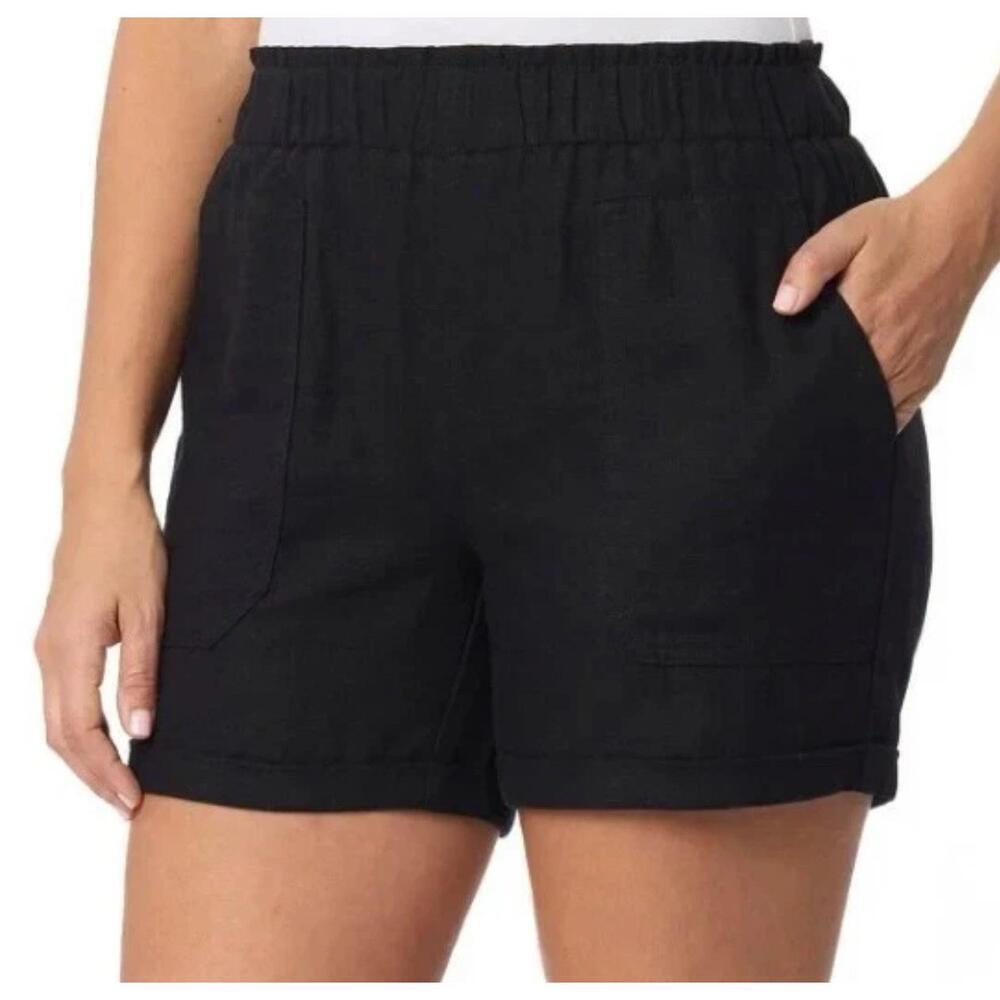 Briggs Women's Linen Blend Shorts, Black, Size Small. BO