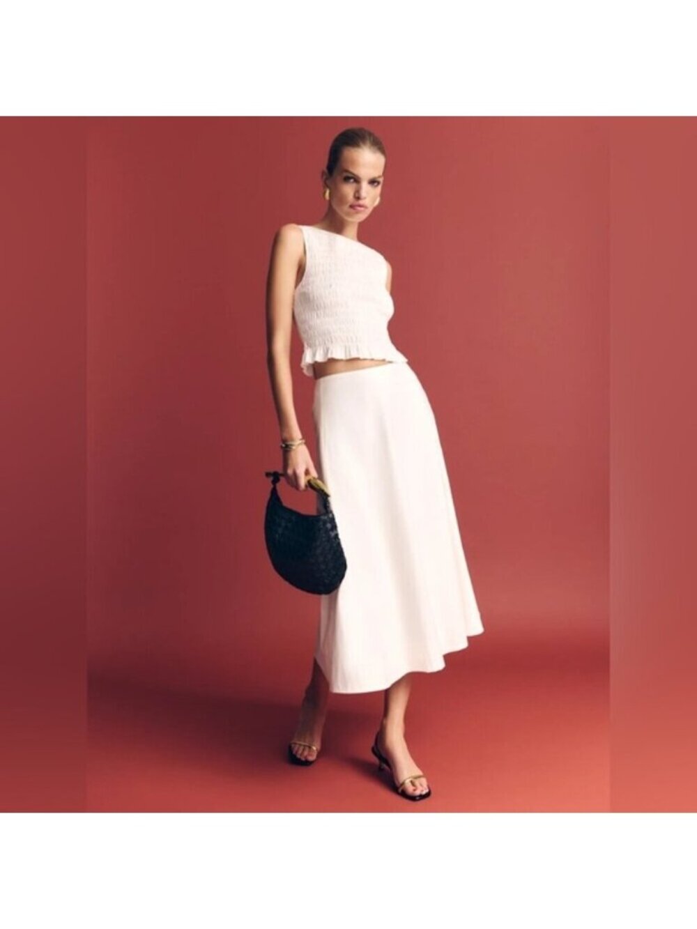 NEW Reformation Laguna Two Piece Matching Midi Set White US 6 UK 10 - Picture 3 of 14
