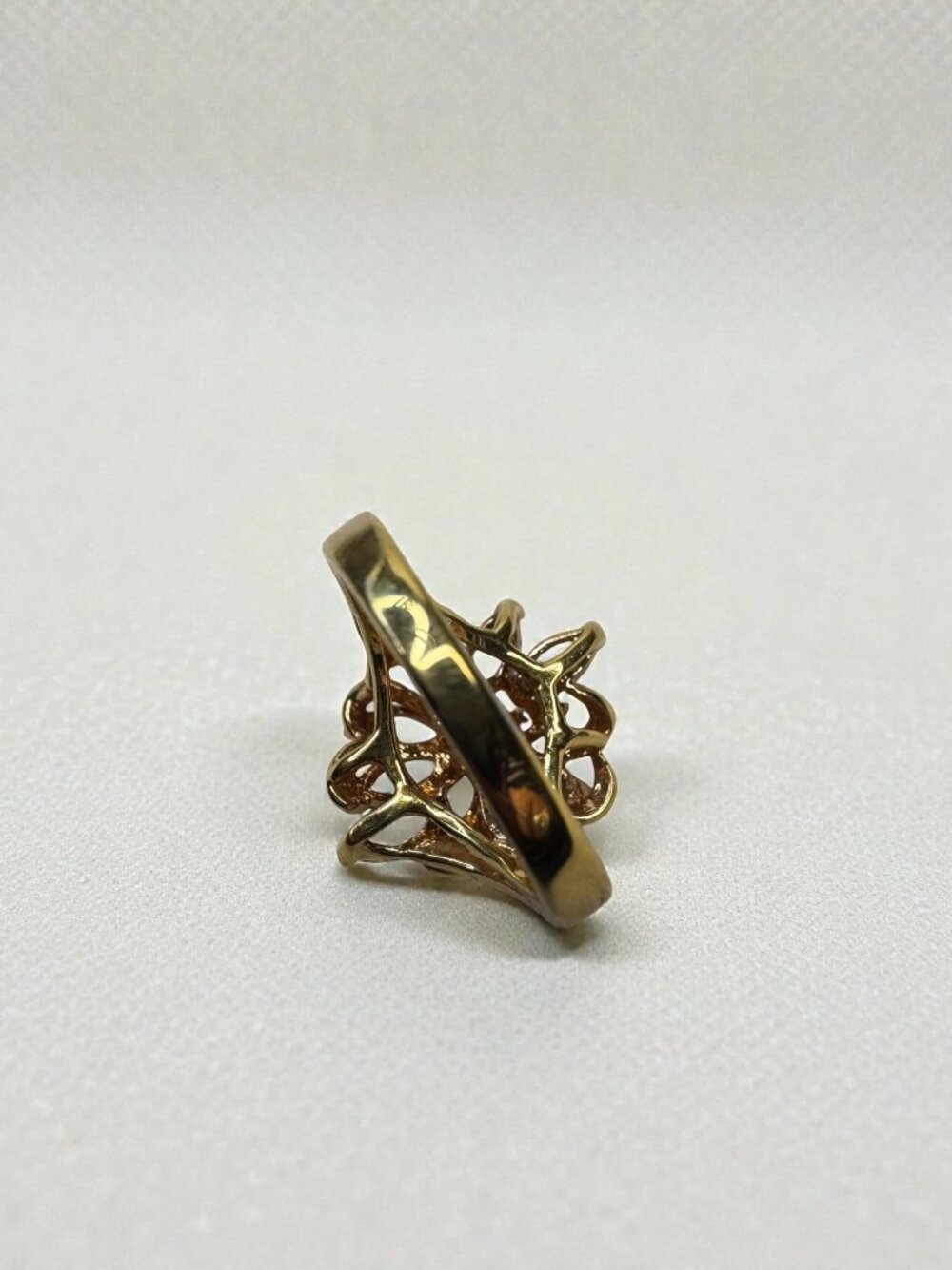 Lavender Marquise Crystal Flower Cluster Ring Gold Tone Size 6 Vintage - Picture 6 of 7