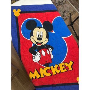 Handmade Multicolor Disney Mickey Mouse Quilted Blanket 39" X 32"