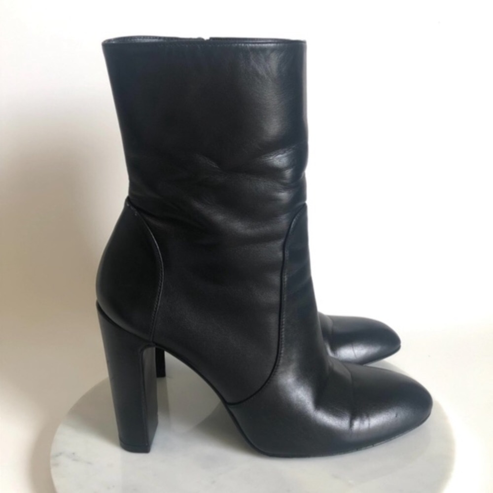Stuart Weitzman Vida Black Leather High Heel Boots