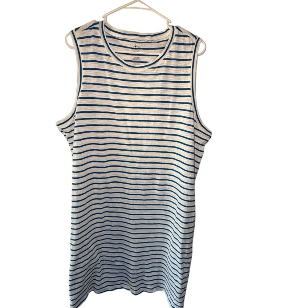 St. Johns Bay Womens Blue White Striped Cotton Sleeveless Shift Dress XXL NEW