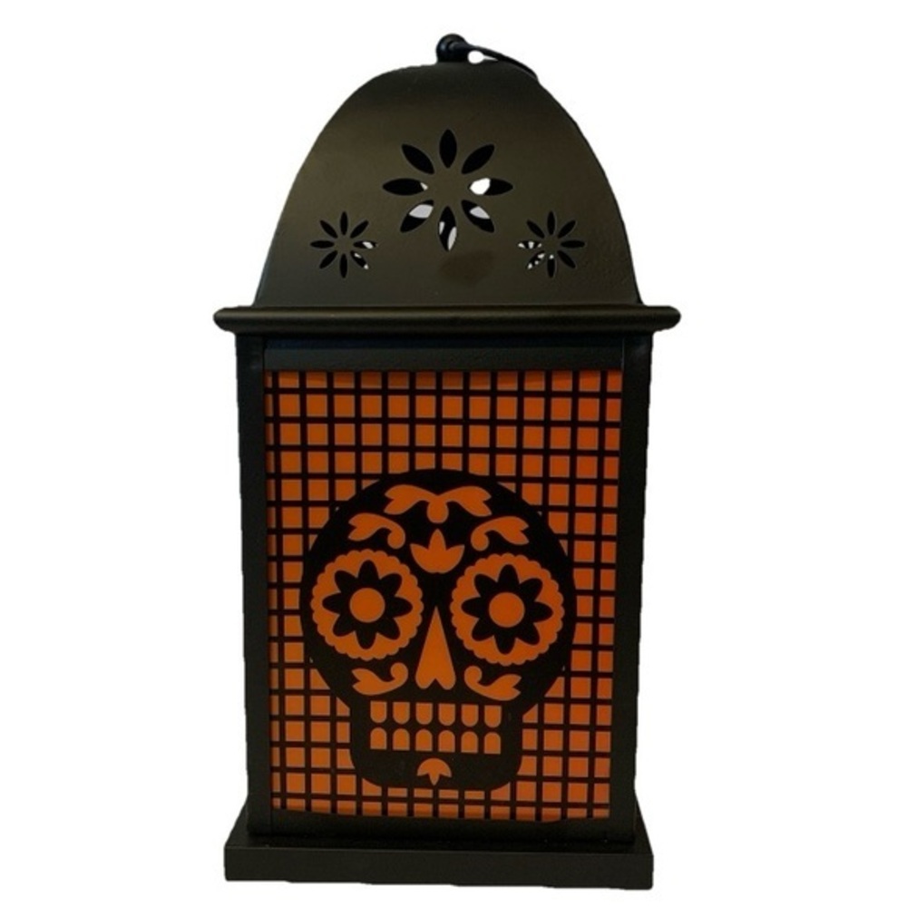 NWT. TARGET Black and Orange Skull Lit Lantern