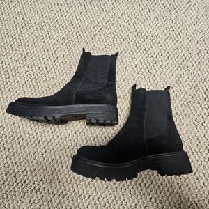 Sam Edelman JUDAH Chelsea‎ Women's Sz 9 Black Suede Leather Pull On Round Toe