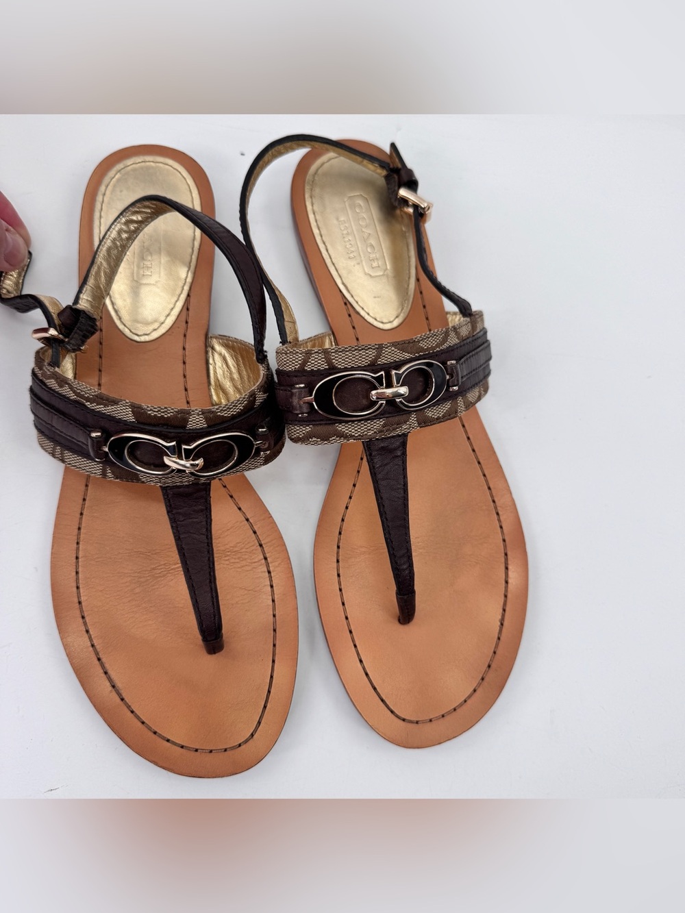 Coach Sammy Brown Logo Thong Sandal Sz 9 Monogrammed