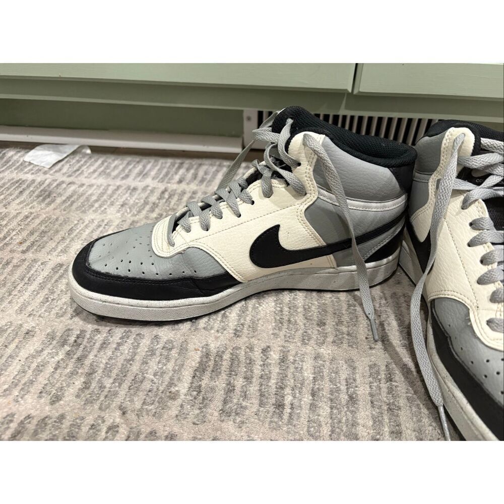 Nike Womens Court Vision Mid Top Sneakers Leather DN3577-002 Gray Black Size 8 - Picture 5 of 9