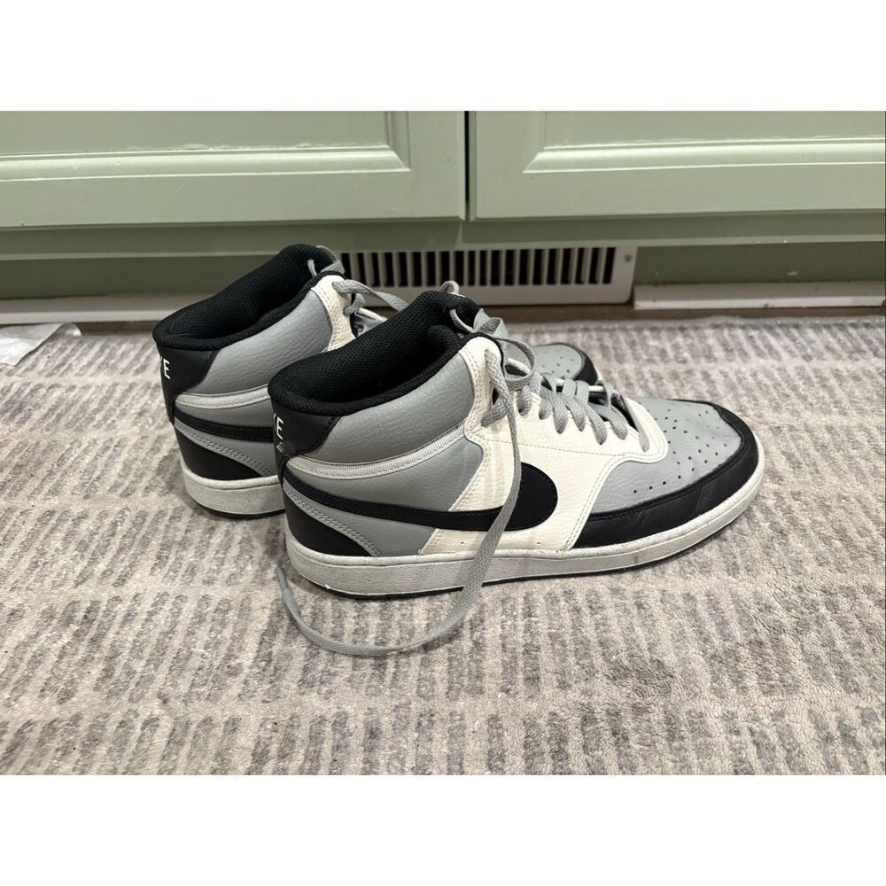 Nike Womens Court Vision Mid Top Sneakers Leather DN3577-002 Gray Black Size 8 - Picture 2 of 9