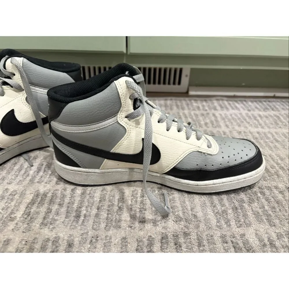 Nike Womens Court Vision Mid Top Sneakers Leather DN3577-002 Gray Black Size 8 - Picture 6 of 9