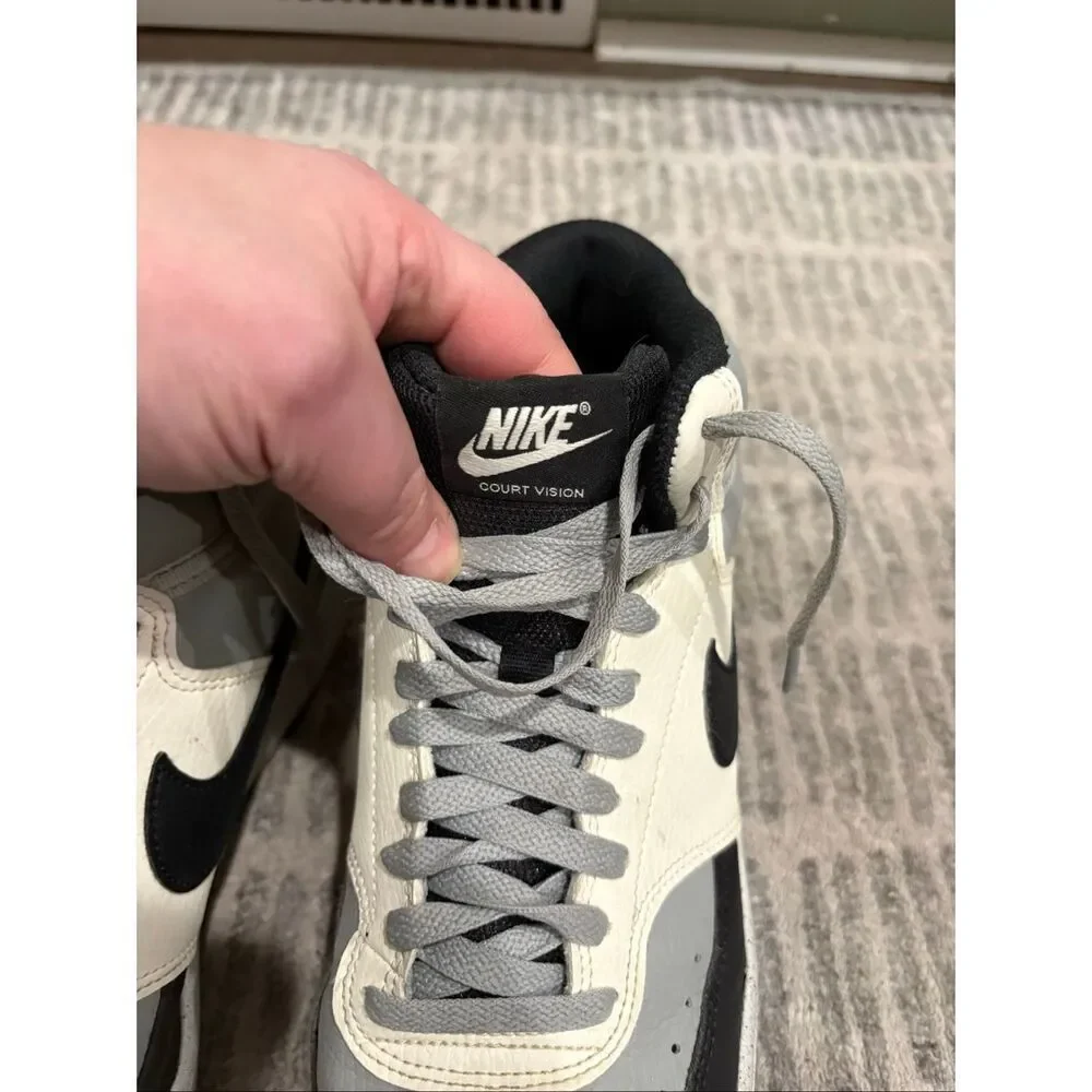 Nike Womens Court Vision Mid Top Sneakers Leather DN3577-002 Gray Black Size 8 - Picture 8 of 9