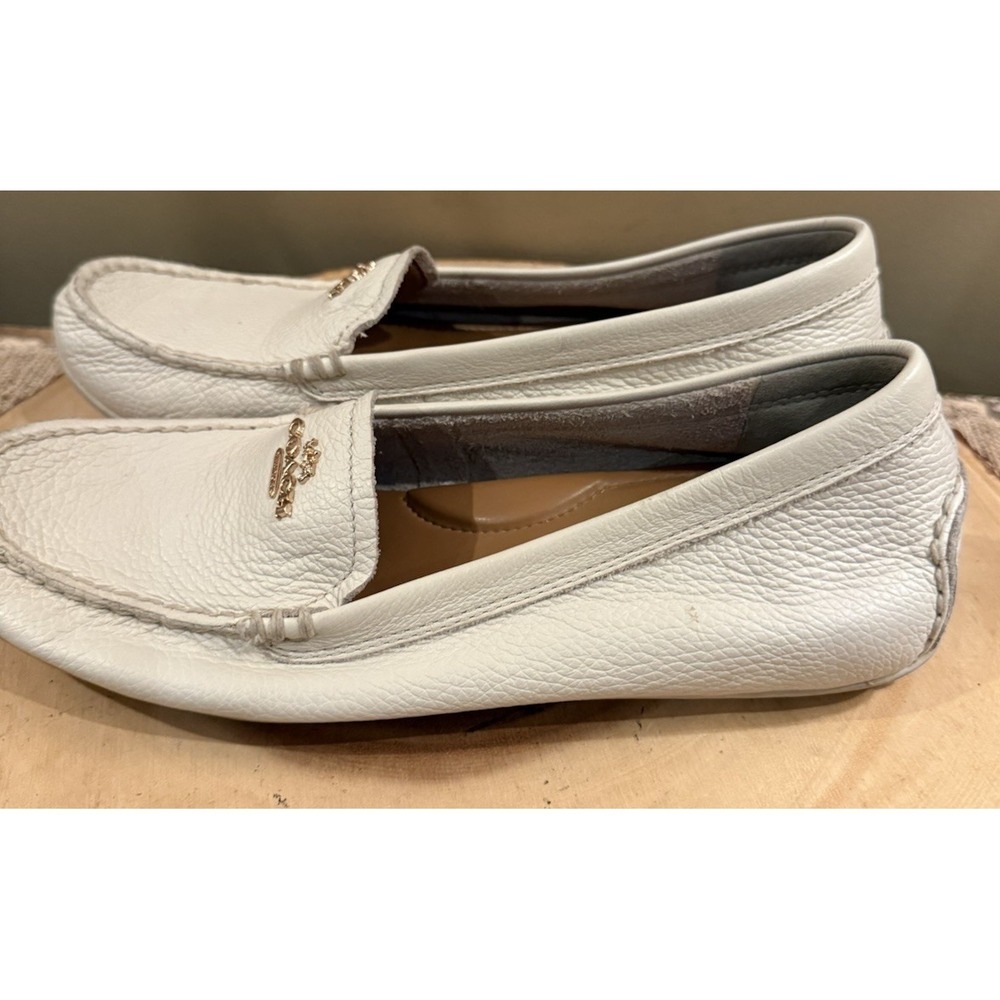 Coach Mary Lock Up‎ Driving Mocs Shoe Loafer White Bone 8.5 B Slip-On Leather