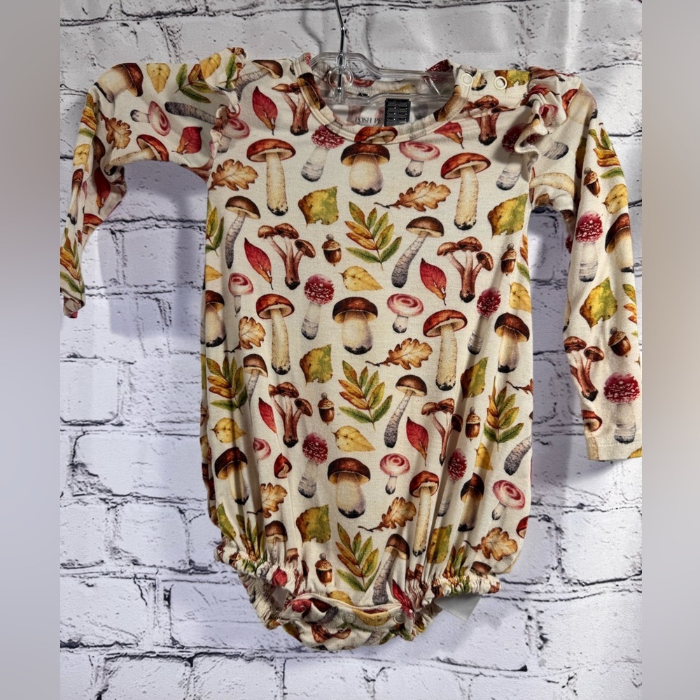 Posh Peanut Mushroom Print Long Sleeve Bubble