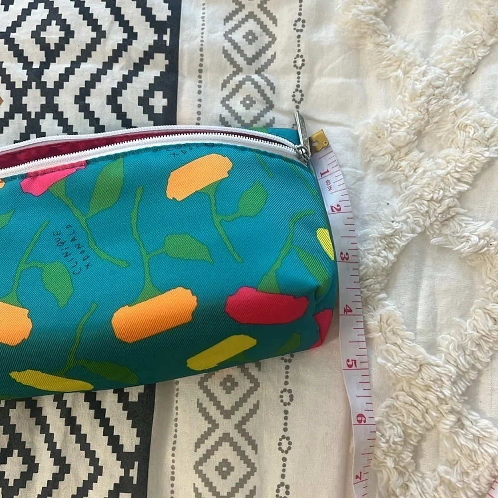 clinique teal floral make up bag - Picture 5 of 5