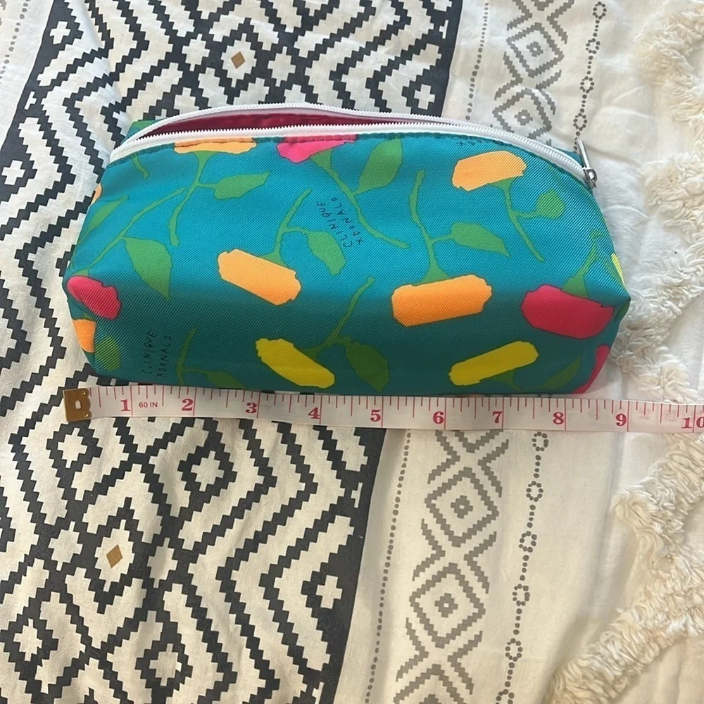 clinique teal floral make up bag - Picture 4 of 5