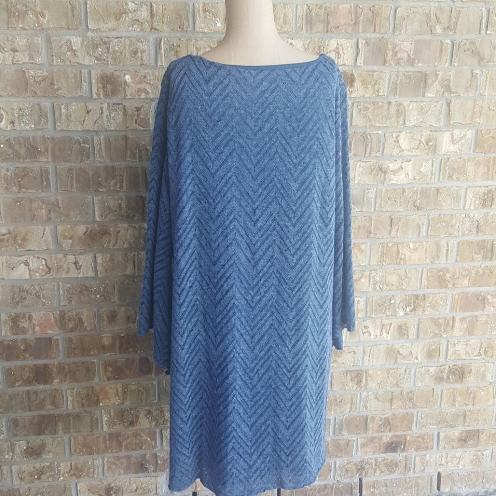 ‎EMMA & MICHELE Blue Chevron Dress - Size XL - Picture 4 of 6