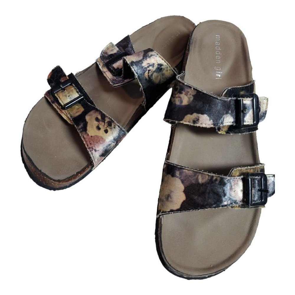 Madden Girl Steve Madden Women's Floral Two Strap Slip On Slide Sandals …