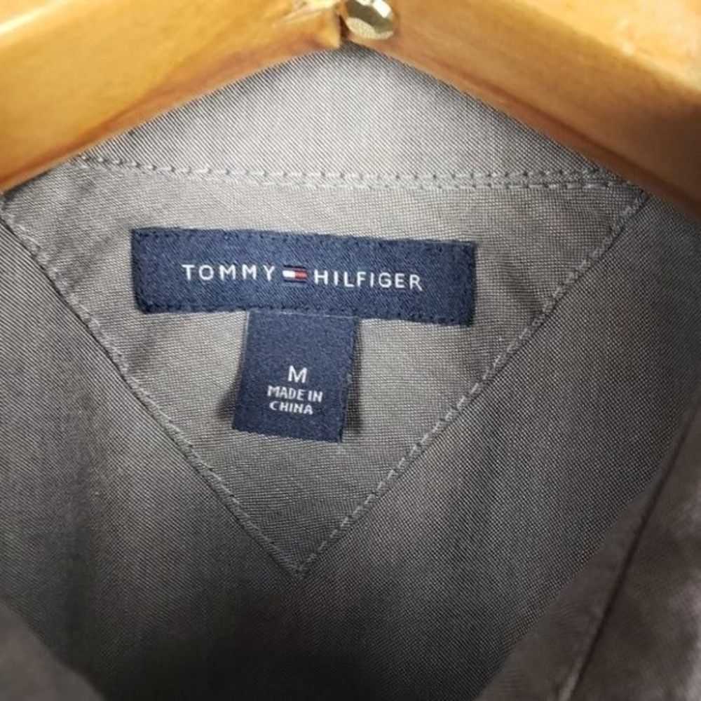 Tommy Hilfiger Gray Ruffle Button Up Shirt Medium - Picture 3 of 6