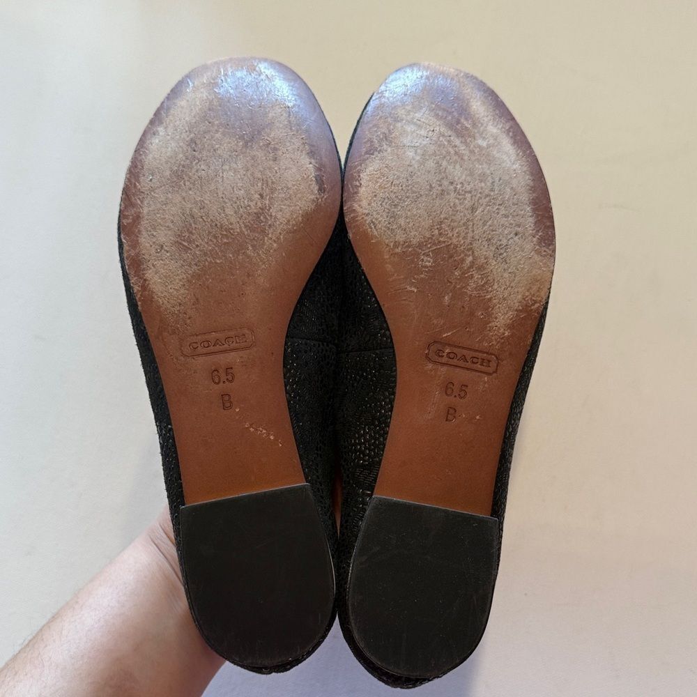 Coach Women's Textured Black Flats - Picture 4 of 4