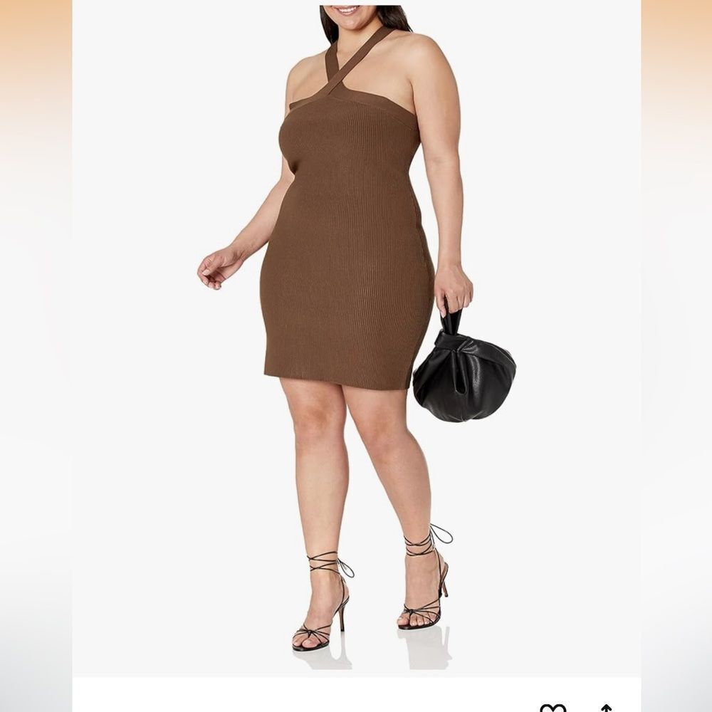 The Drop Women's Brunia Halter Midi Sweater Dress, Coffee NWT
