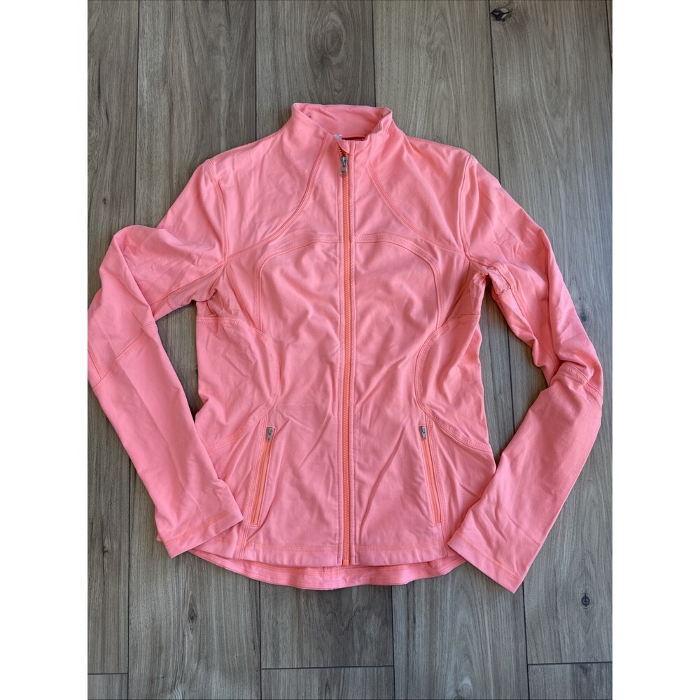 LULULEMON sz 12 DEFINE Jacket SUNNY CORAL Tangerine Peach Athletic Stretch *Luon