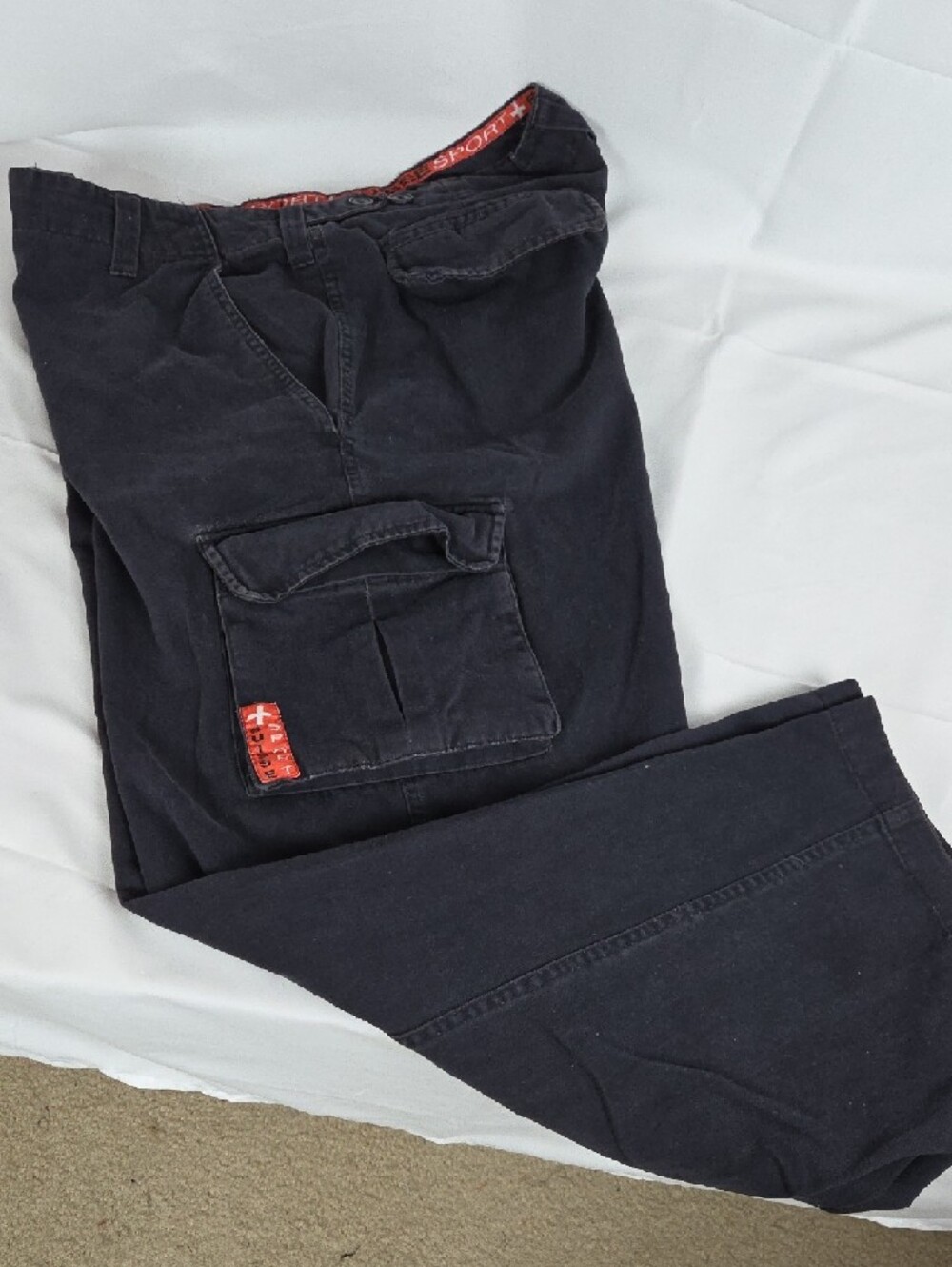 36"x29" Sussie Sport Vintage...Men's Navy Cargo Pants with Utility Pockets - Picture 11 of 16