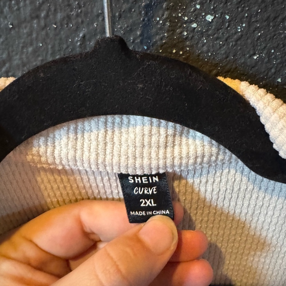 SHEIN Cream Corduroy Button Up Shacket - Picture 3 of 4