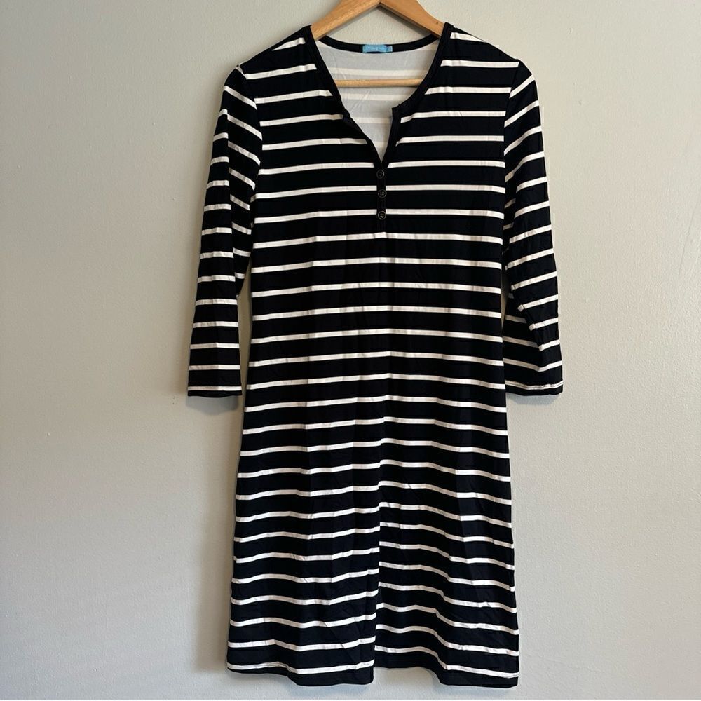 J. McLaughlin Striped Dress, size medium Black And White
