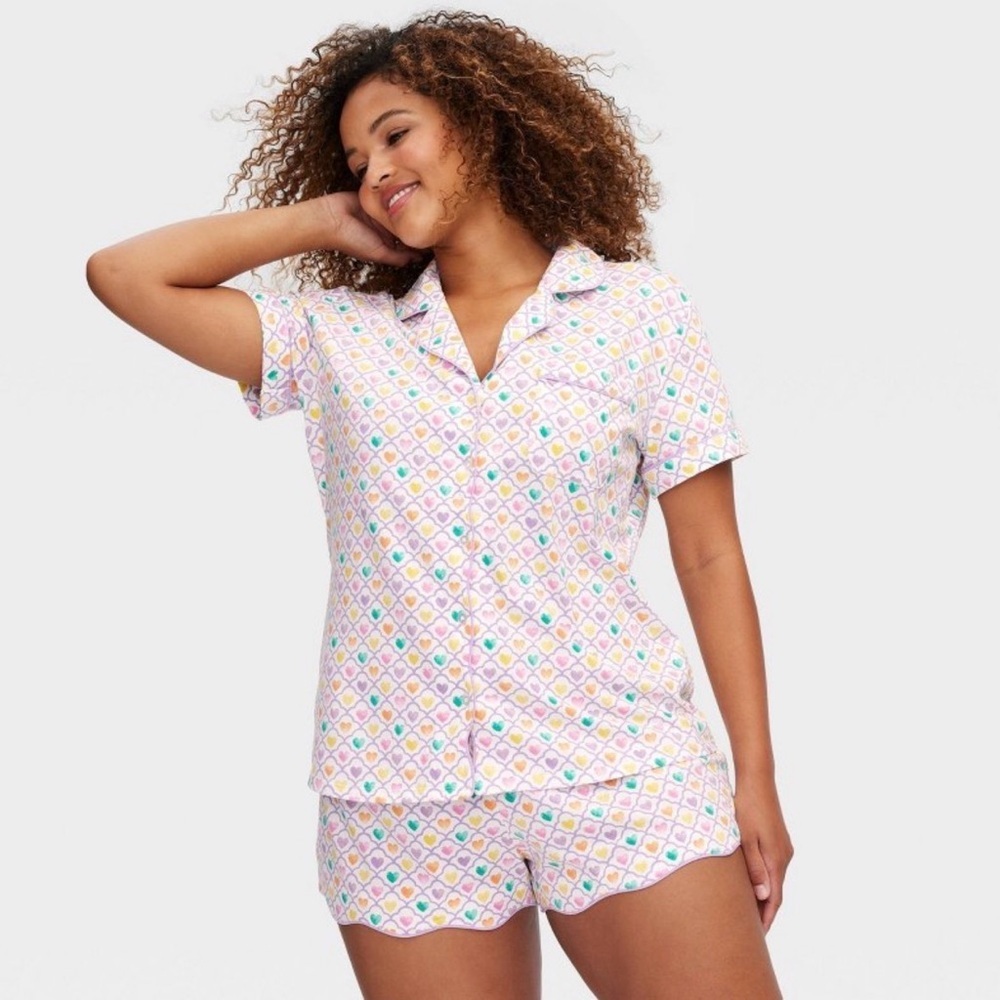 Roller Rabbit x Target Geo Hearts Pajama Set Pink Purple Limited Collab NWT - Picture 3 of 4
