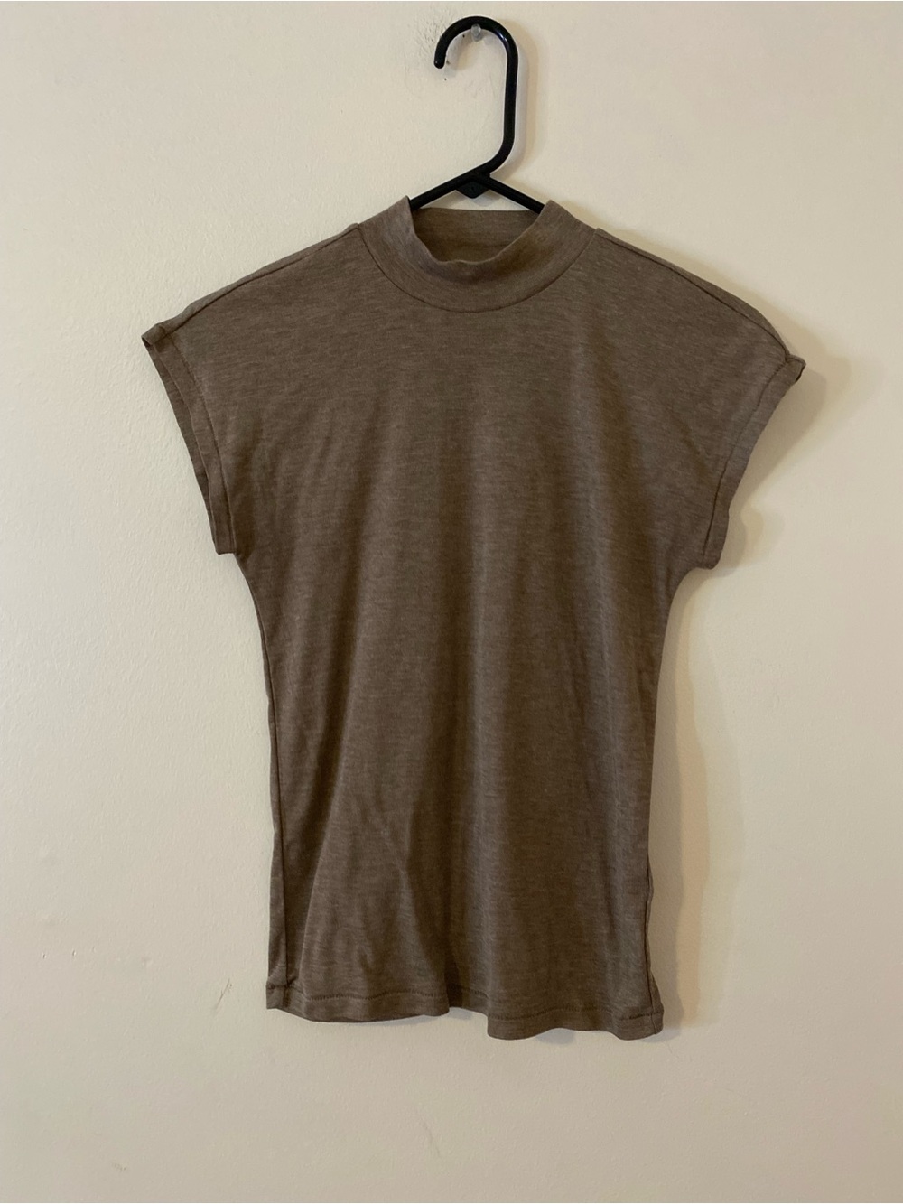 Madewell Brown Mock Neck Cap Sleeve Tee
