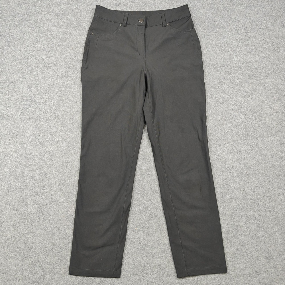 Lululemon Pants Womens 6 Gray Straight Leg Khakis Zip Fly Pockets Stretch Casual