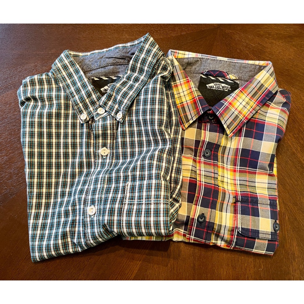 Vans Off The Wall Plaid Button Down Shirt Lot Mens Medium 2 Pack Short Sleeve M