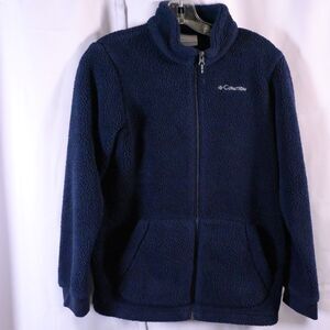 Columbia Youth Full Zip Fleece Jacket Navy Blue‎ Large 14/16 Polyester Spandex