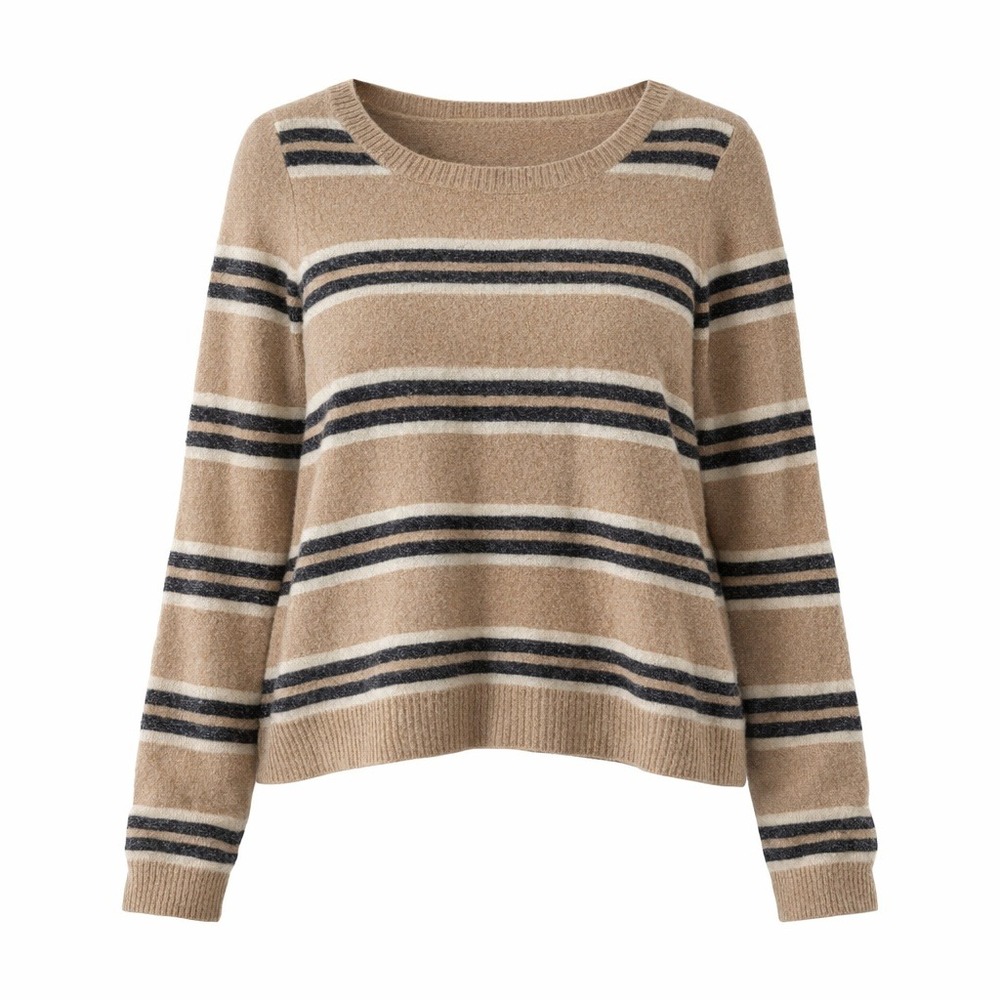 Soft Surroundings Cashmere Blend Striped Metallic‎ Shayna Sweater Tan Size 1X