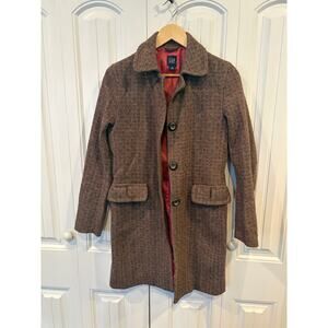 Gap Brown Herringbone‎ Wool Blend Coat Size Small