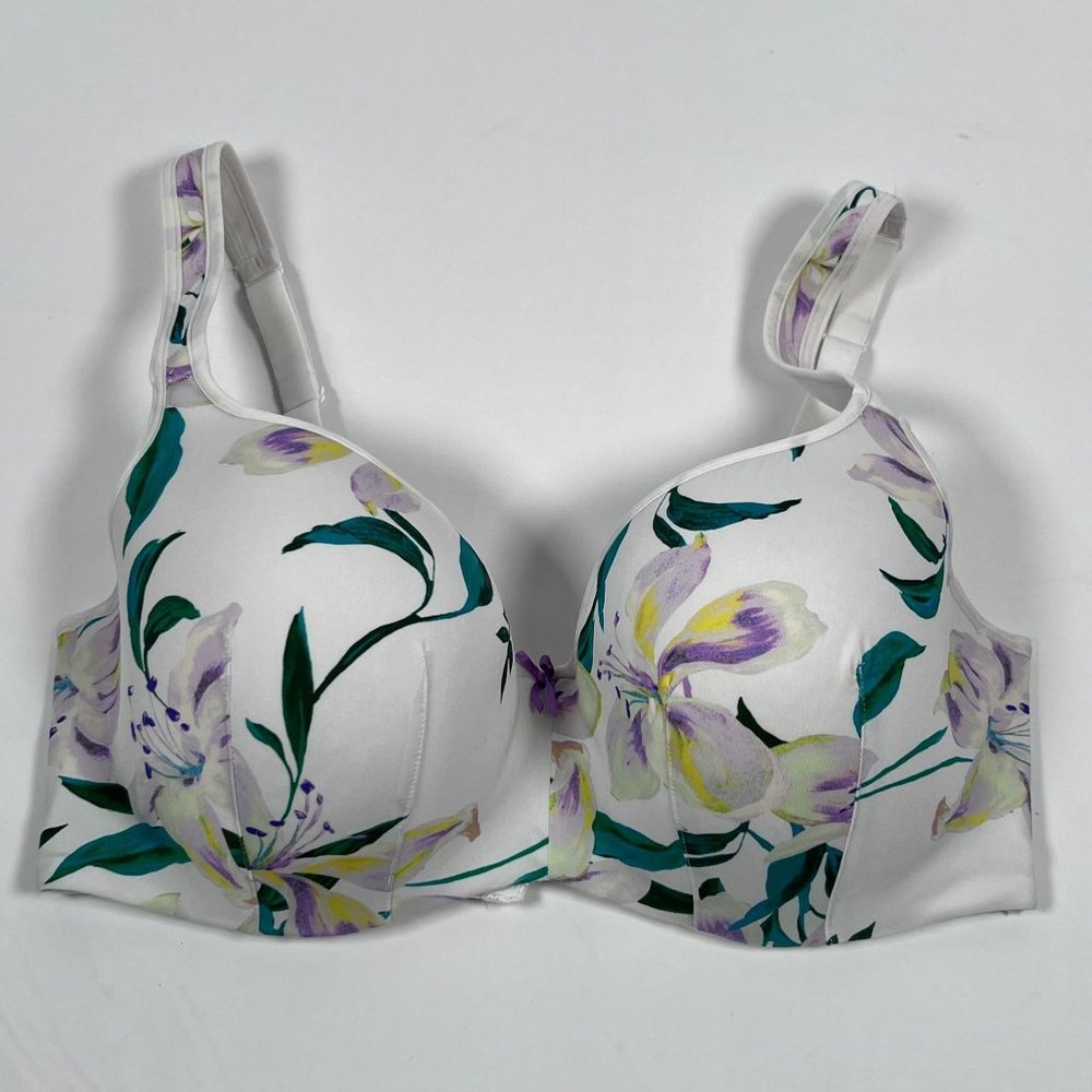 Cacique Smooth Balconette‎ 38DDD White Lily Floral Print