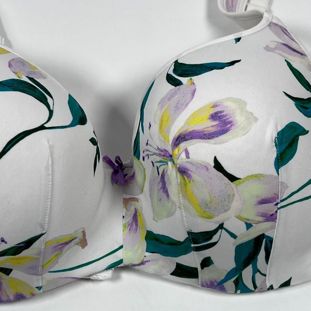 Cacique Smooth Balconette 38DDD White Lily Floral Print - Picture 3 of 11