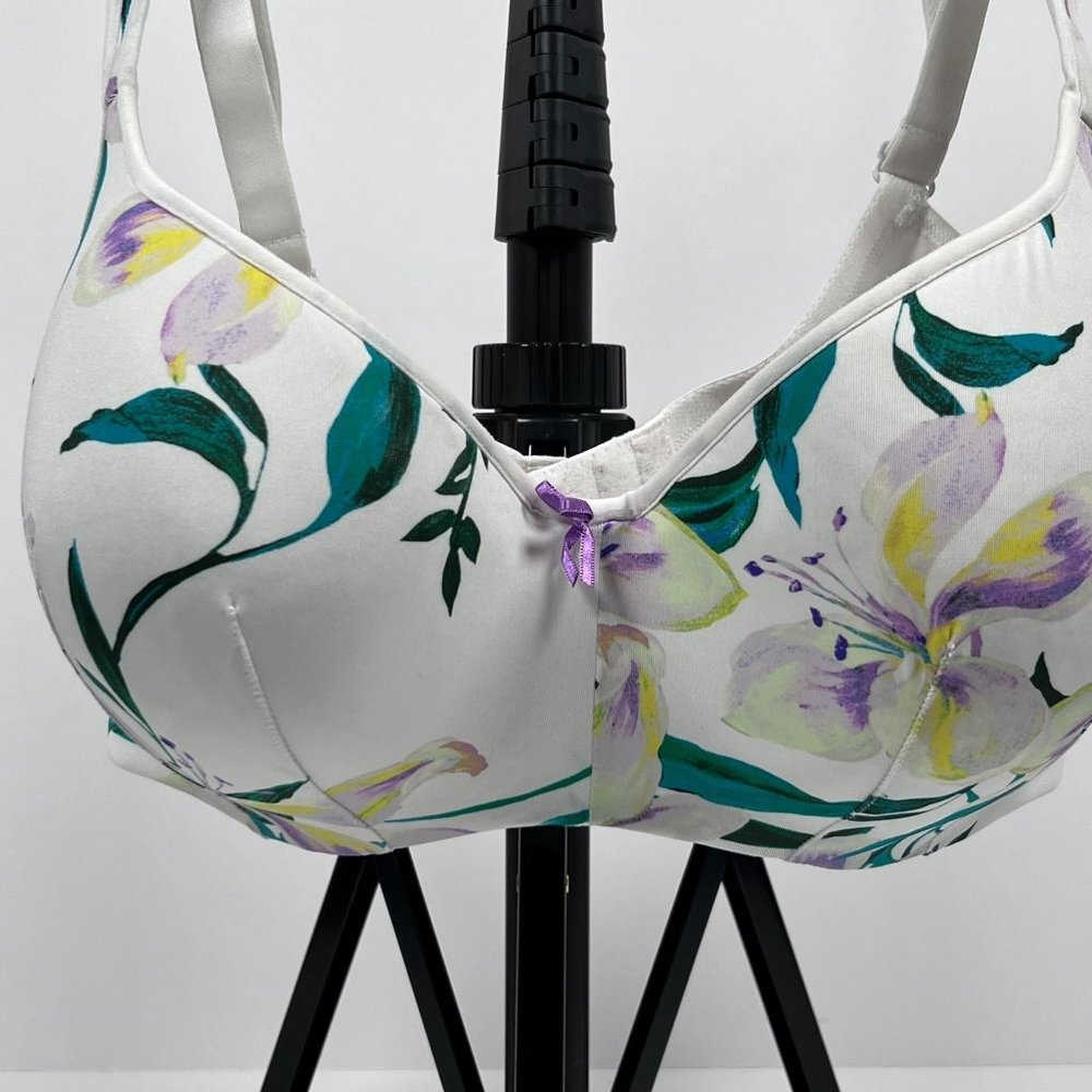 Cacique Smooth Balconette 38DDD White Lily Floral Print - Picture 9 of 11