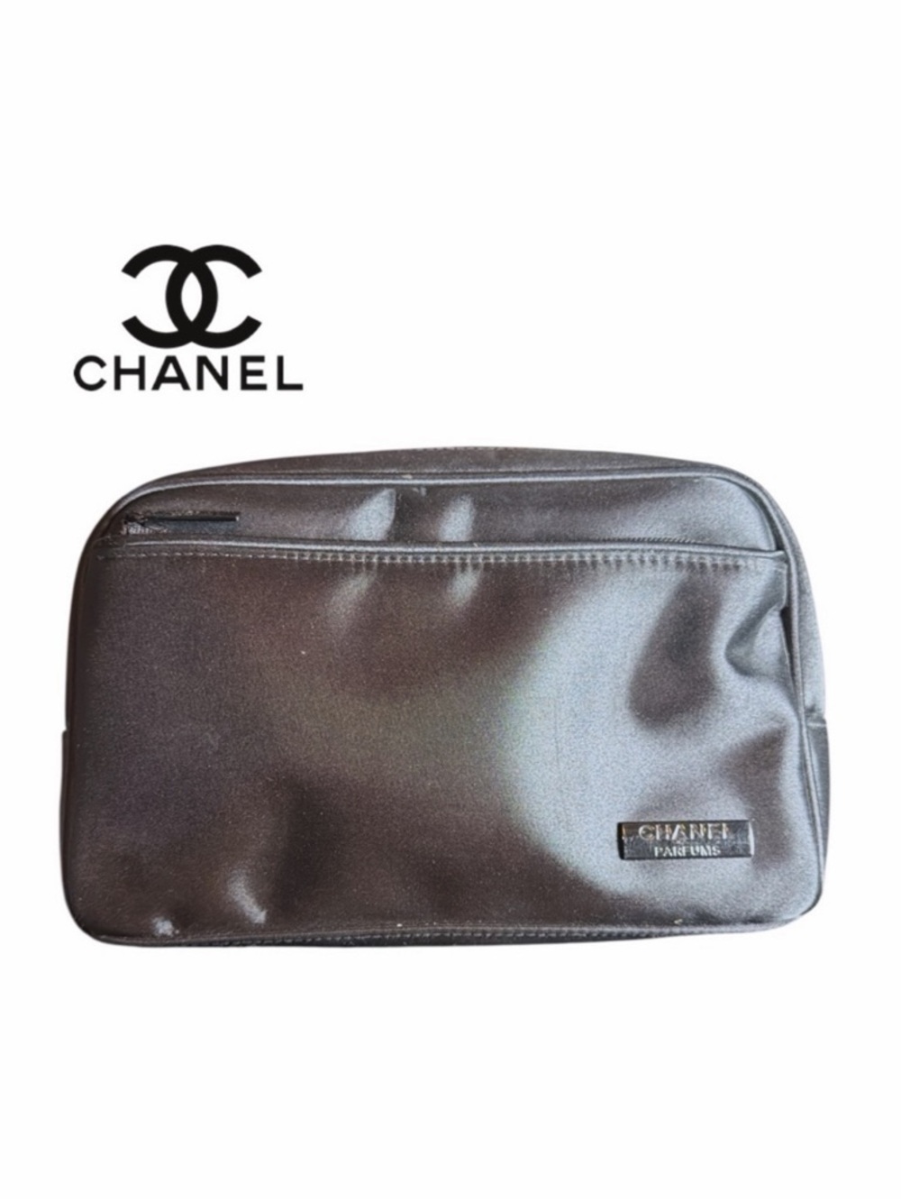 Chanel Parfums Black Cosmetic Toiletry Bag