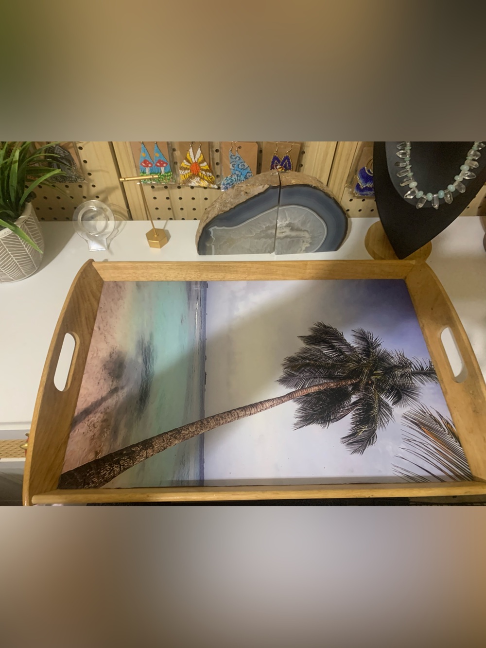 Source Unknown Palm Tree Beach serving  Tray -