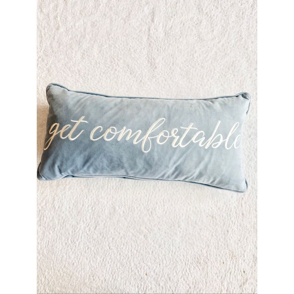 Get comfortable smoky blue velvet decorative pillow
