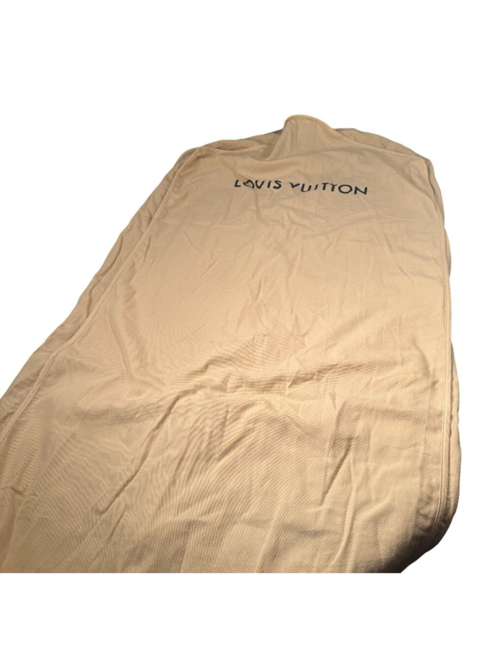 Louis Vuitton Logo Garment Cover Dust Travel Bag Clothes Tan Cotton Zipper