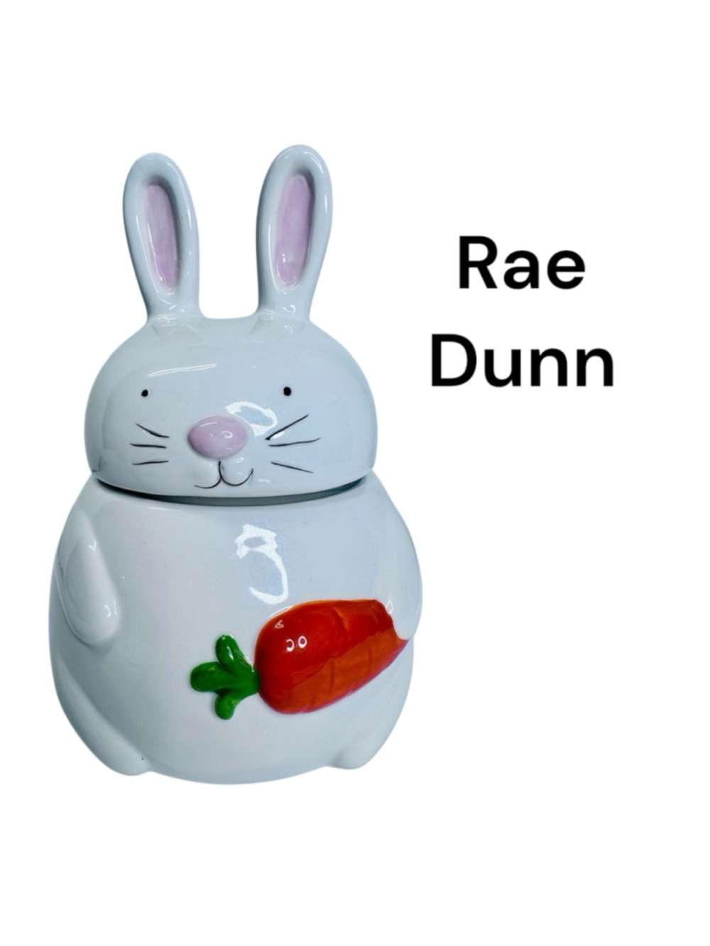 Rae Dunn Easter Bunny Rabbit W/Carrot Storage Canister Cookie Jar NEW