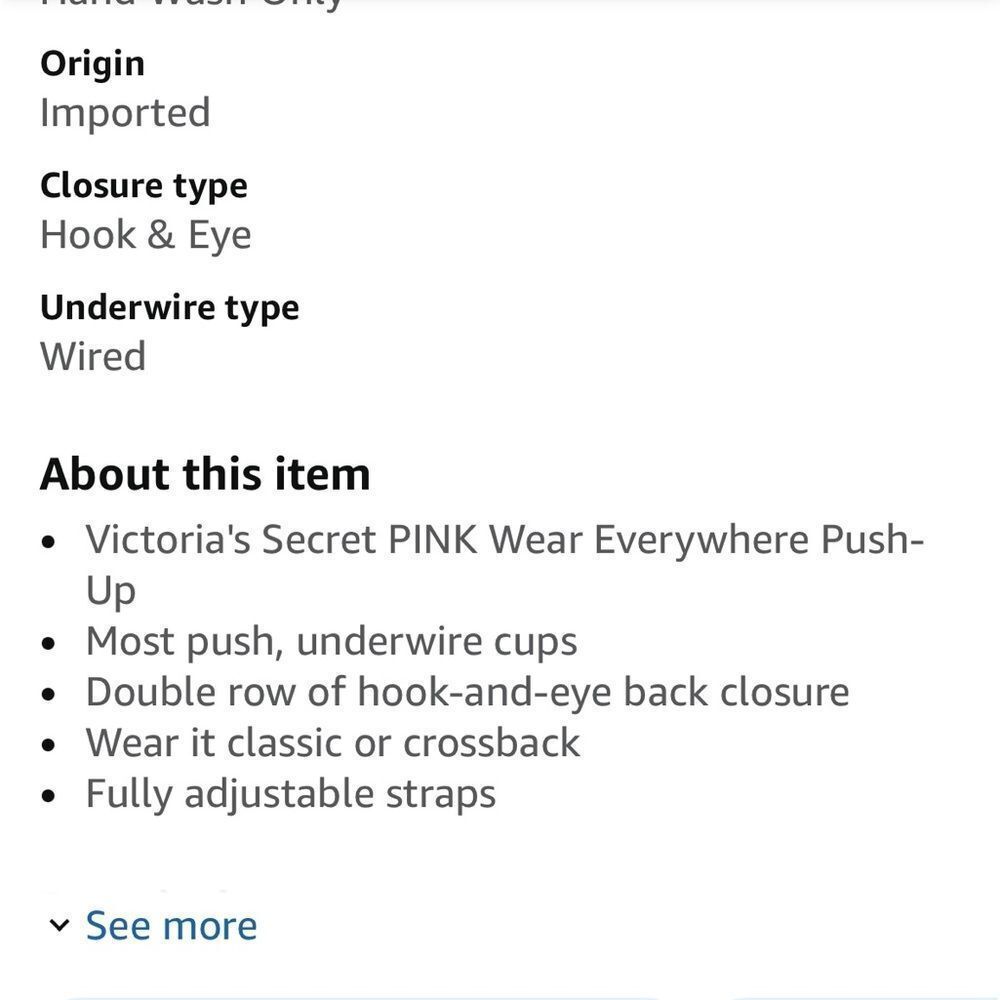 VS Pink Push-up Bra Black Pink 34 B - Picture 3 of 9