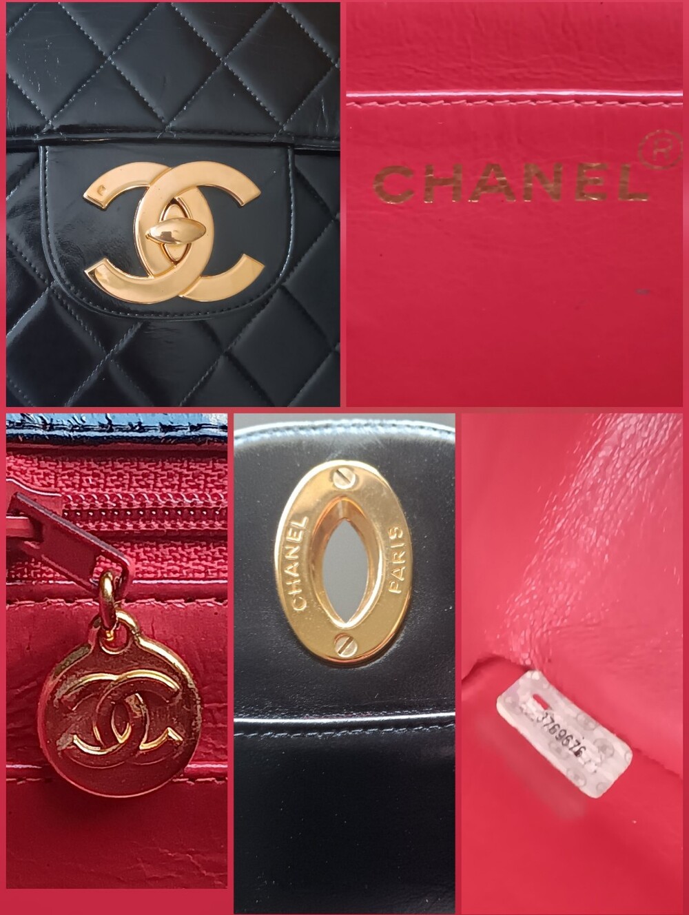 Chanel Vintage Jumbo Classic Flap Black Lambskin 24K Gold ✨ COA - Picture 12 of 16